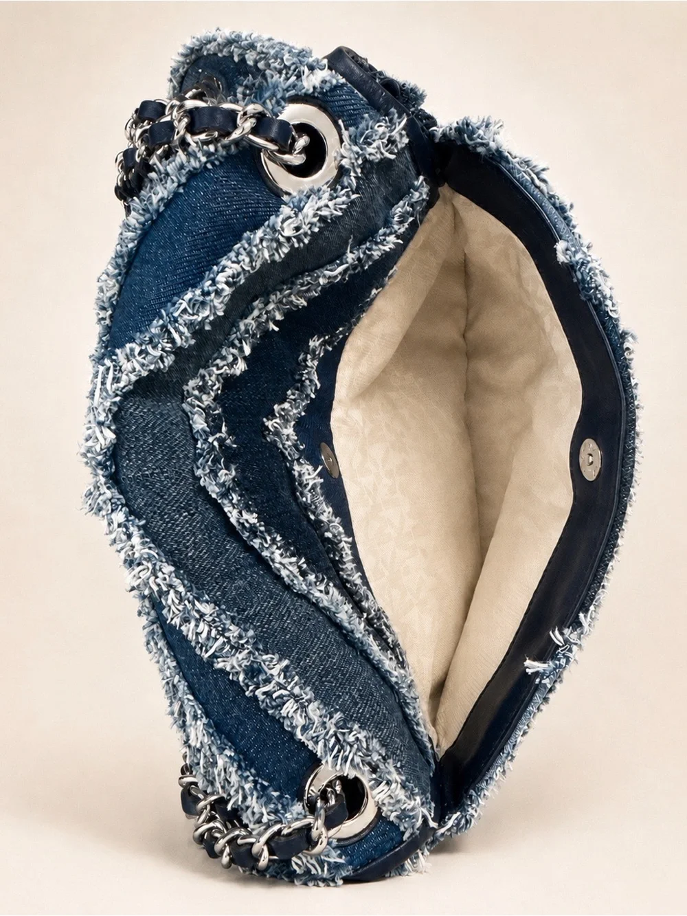Michael Kors Sloan Large Denim Chevron Shoulder Bag